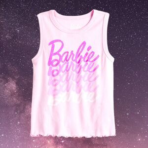 BARBIE Lettuce Hem Tank Top LIGHT PINK Ombre Logo SUMMER Girls’ Size XL 14-16